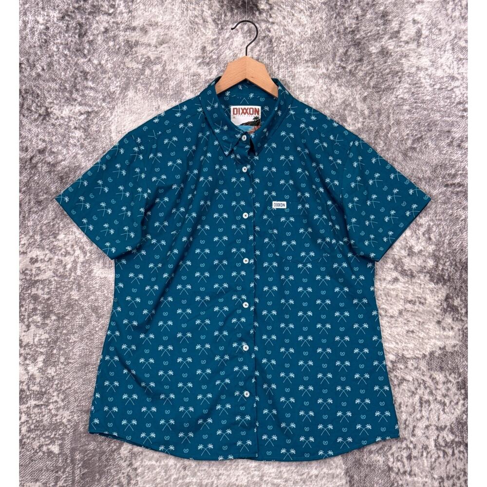 Dixxon Two Palms Shirt XL Mens Blue D Lite Sport Stretch Short Sleeve